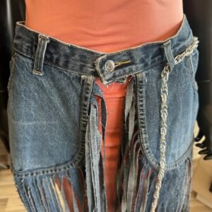 Jean Long Fringe Belt with Silver Accessories