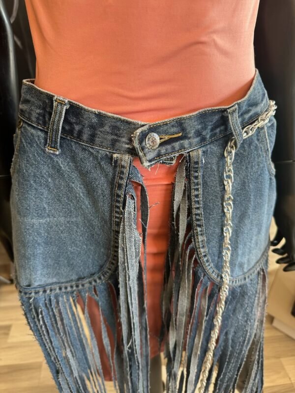 Jean Long Fringe Belt with Silver Accessories