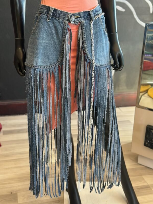 Jean Long Fringe Belt with Silver Accessories - Image 2