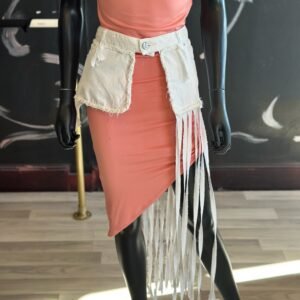 White Jean Asymmetrical Belt