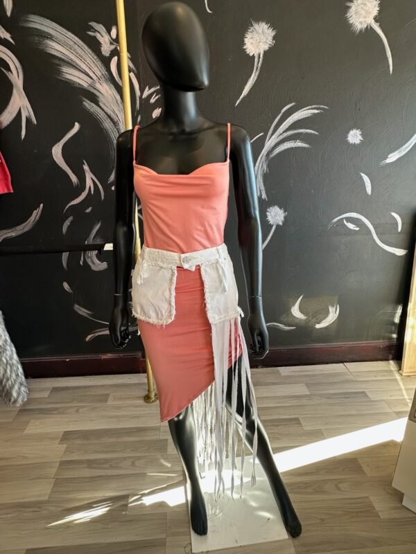 White Jean Asymmetrical Belt - Image 7