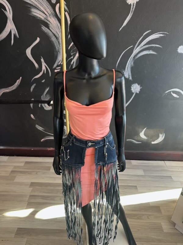 Dark Denim Belt with Long Fringe - Image 5