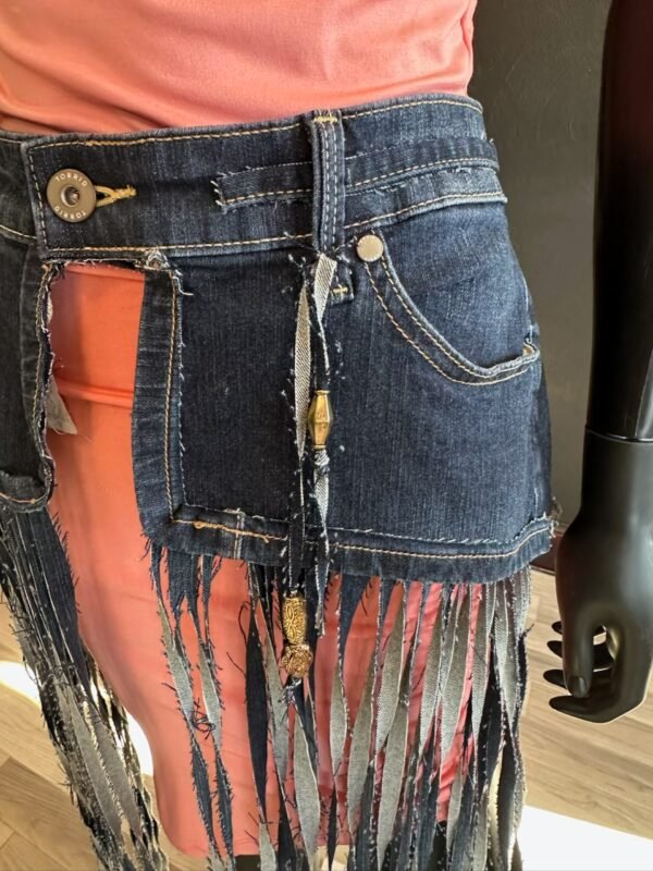 Dark Denim Belt with Long Fringe - Image 3