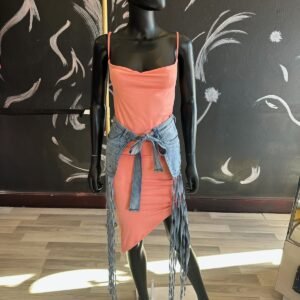Jean Studded Tie Belt with Long Fringe