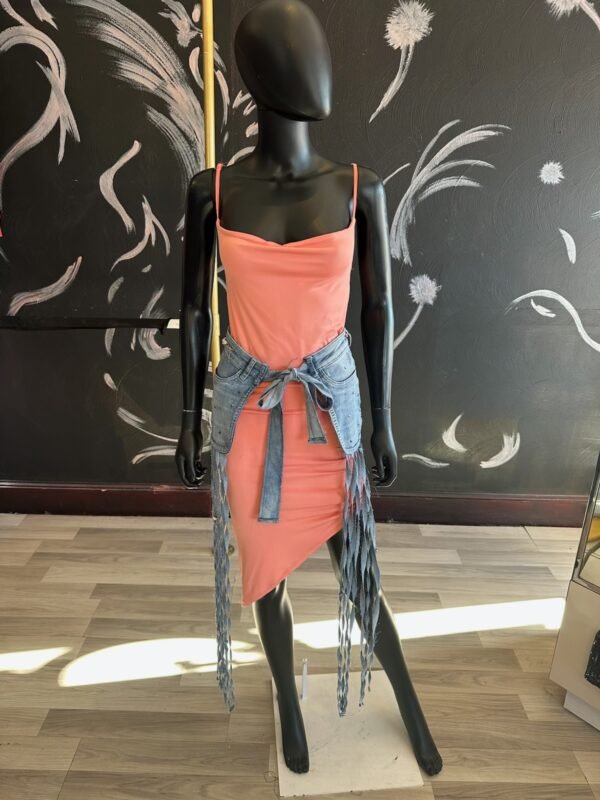 Jean Studded Tie Belt with Long Fringe