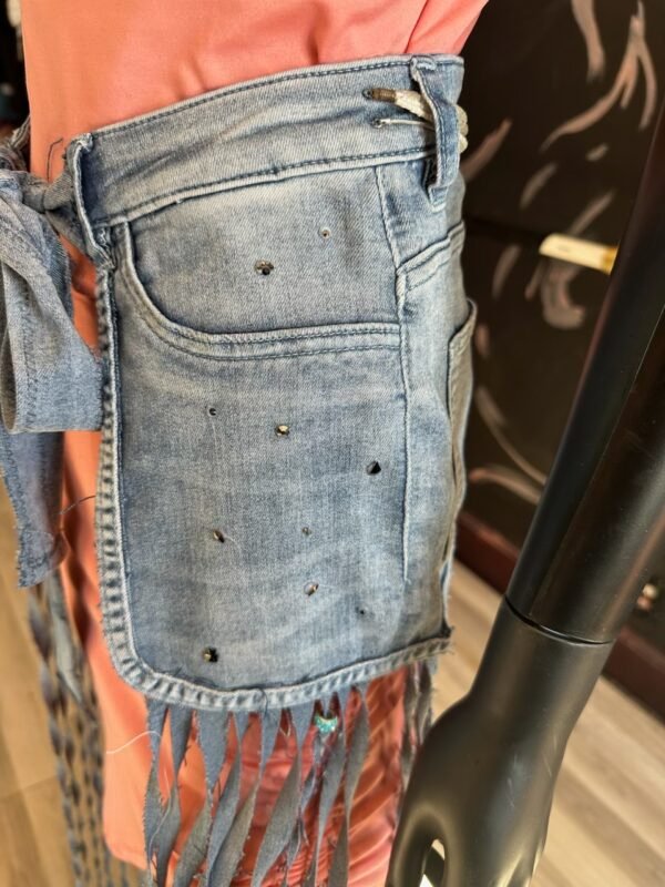 Jean Studded Tie Belt with Long Fringe - Image 3