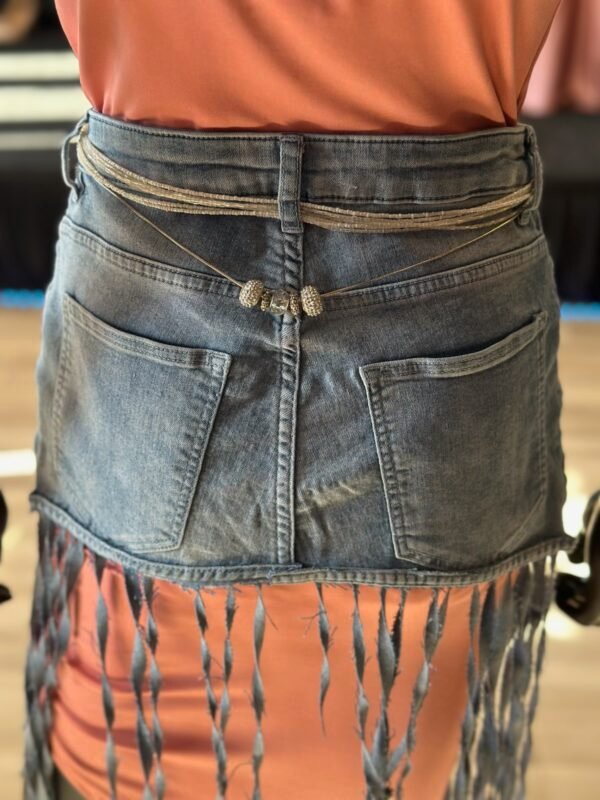 Grey Denim Belt with Long Fringe - Image 2