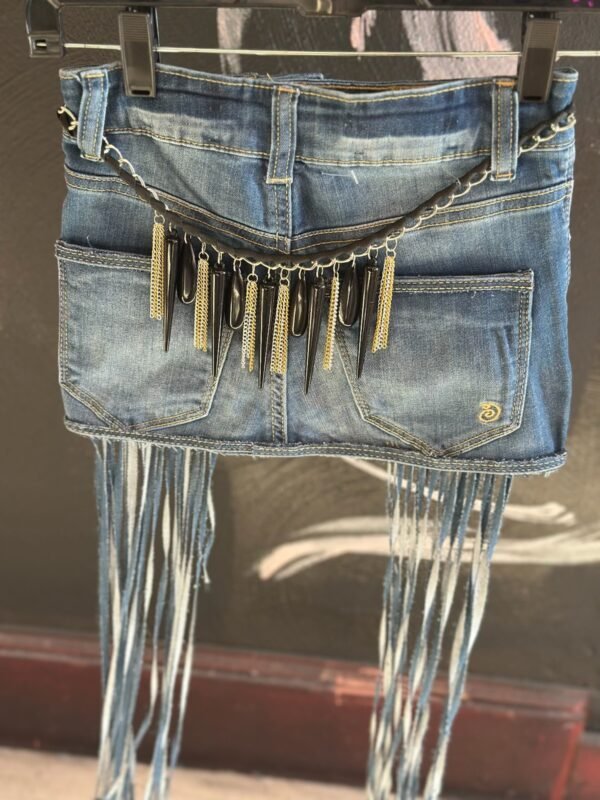 Jean Belt with Long Fringe and Silver Accessories - Image 2