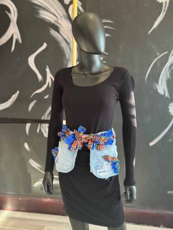 Light Denim Belt with Multi-Colored Bows - Image 2