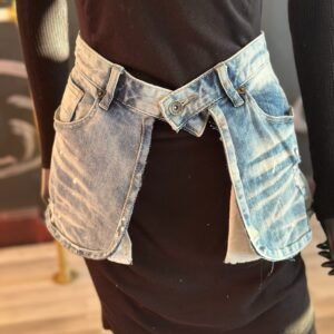 Light Denim Crinkle Wash Belt