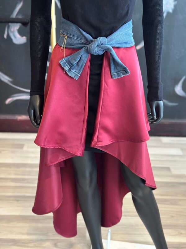 Elegant Jean Belt with Satin Train