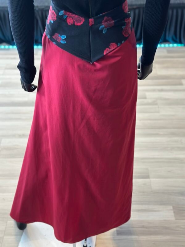 Black Cloth Rose Belt with Red Satin Train - Image 4