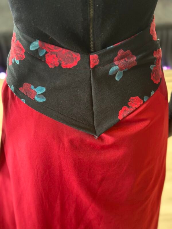 Black Cloth Rose Belt with Red Satin Train - Image 5